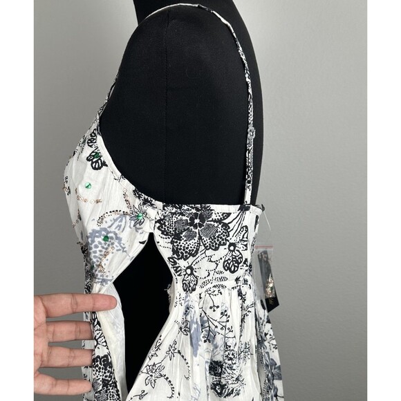 Chaudry KC Babydoll Mini Dress Size Small Sequin Pleated Bubble Hem Cottage Boho - Picture 7 of 15